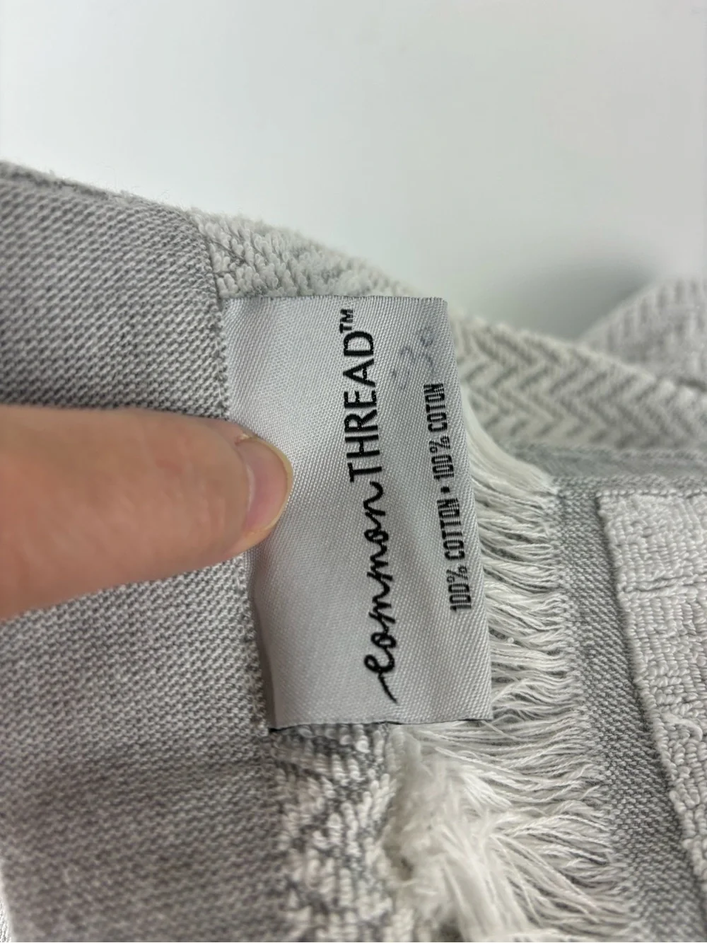 Common Thread Shower Curtain/Grey Medallion Raised Boarder Design-Cotton Towel
